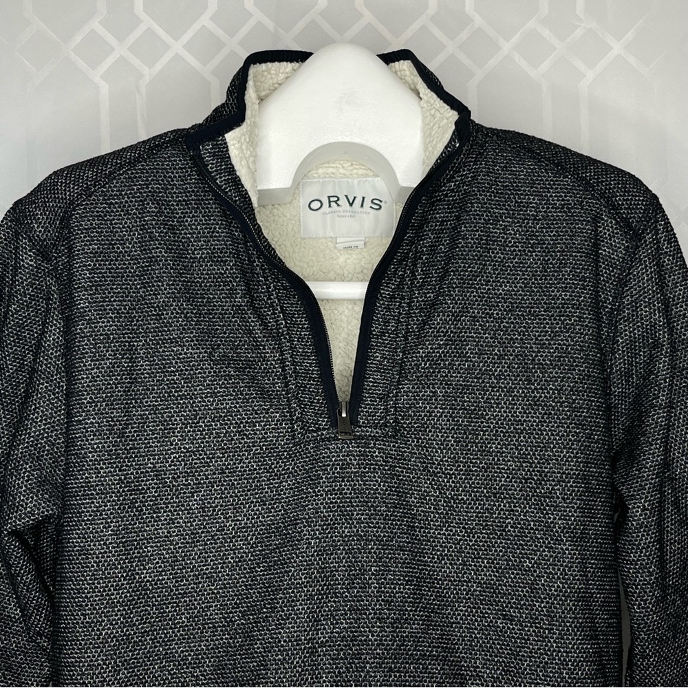 Orvis Classic Collection Sherpa Lined Honeycomb Fleece 1/4 Zip Pullover Size M